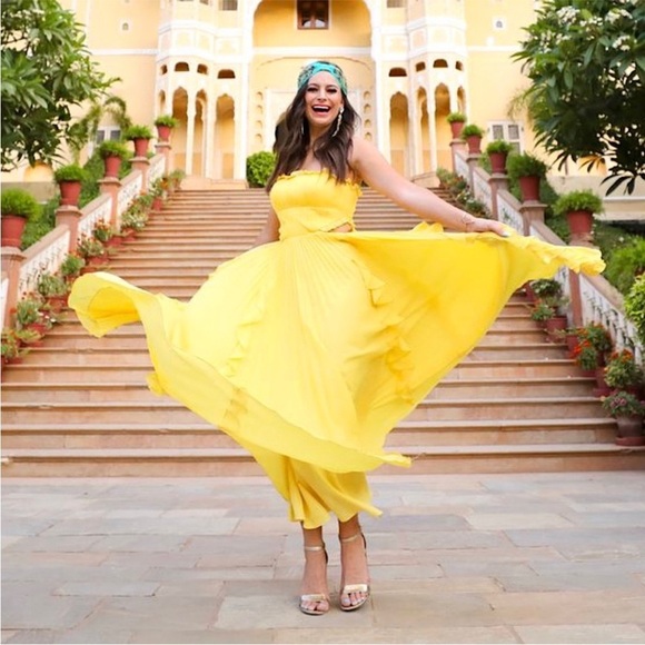 AMUR Pleated Chiffon Square Neck Sleeveless Side Cutout Ruffled Maxi Gown 6 - Picture 3 of 13